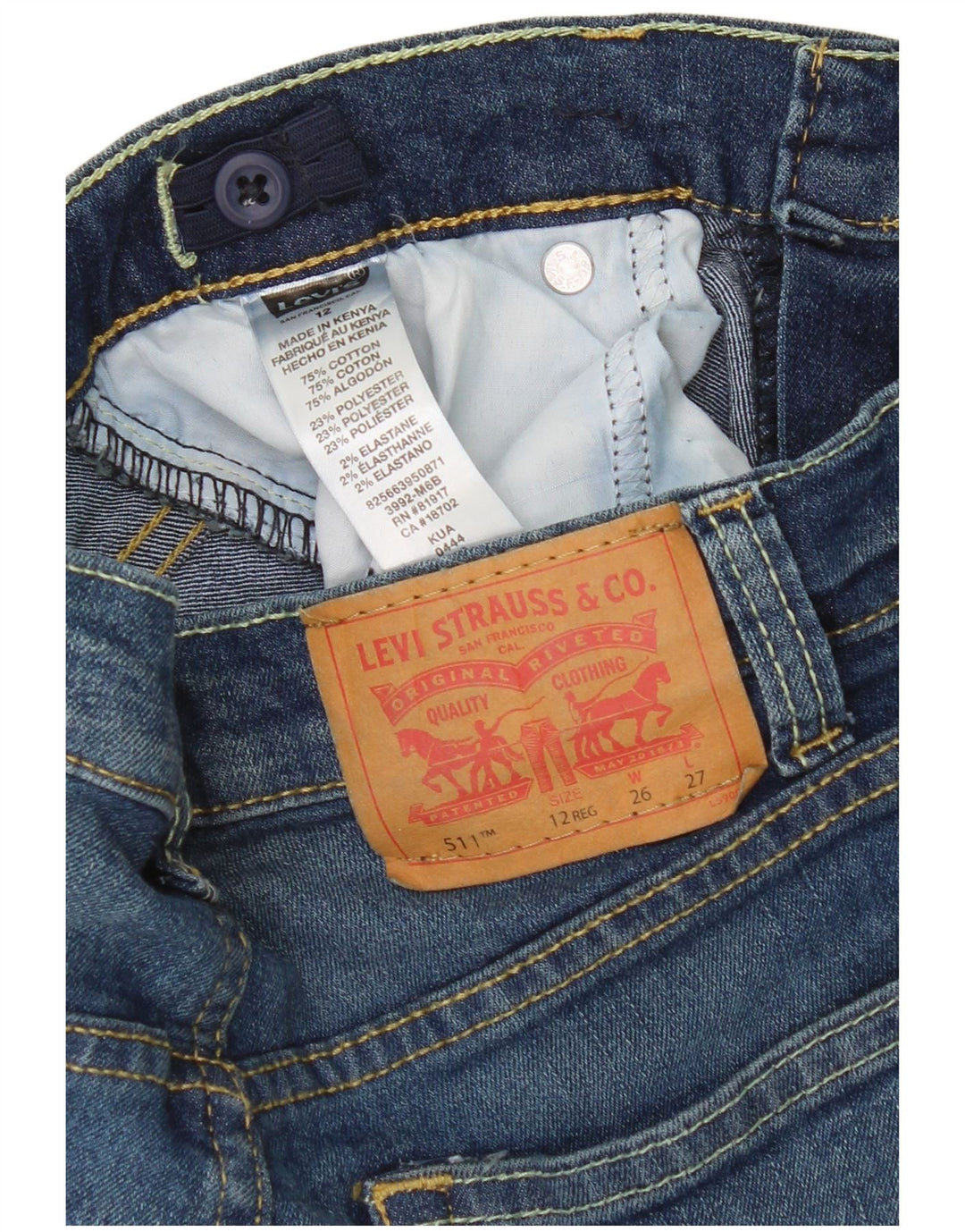 Levi's Boys 511 Slim Jeans 11-12 år W26 L27 Blå Bomuld