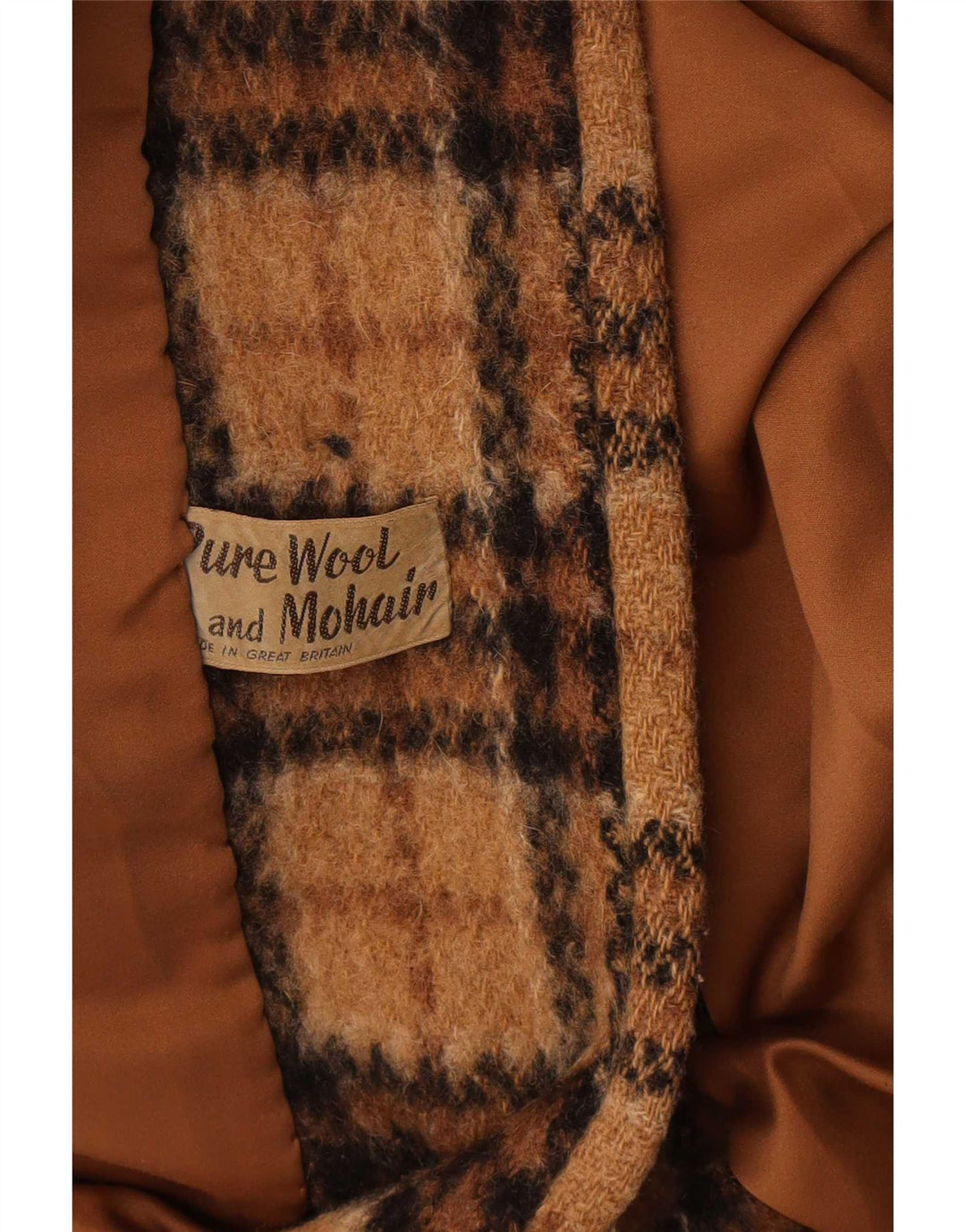 Vintage Dameoverfrakke UK 14 Medium Brun Plaid Uld