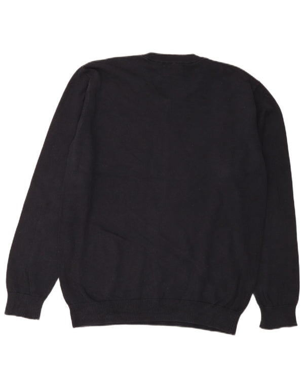 Pierre Cardin Mens V-Neck Jumper Sweater Medium Navy Blue Cotton