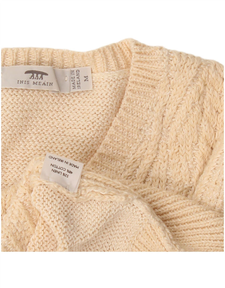 Inis Meain Dame V-hals sweater UK 14 Medium Beige Argyle/Diamond
