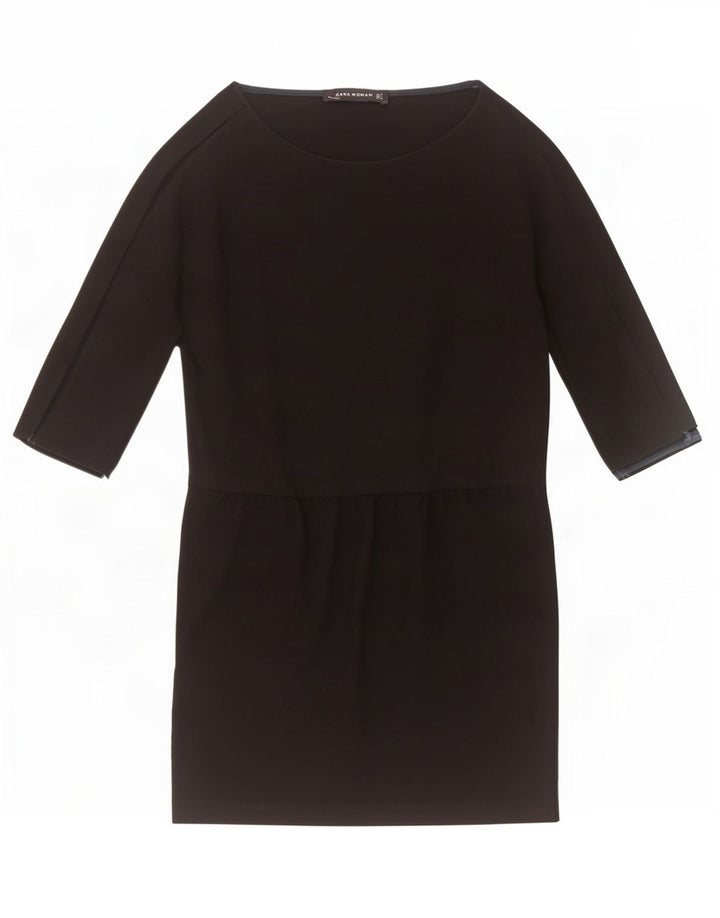 Zara Dame 3/4-ærmet Skede Kjole UK 12 Medium Sort