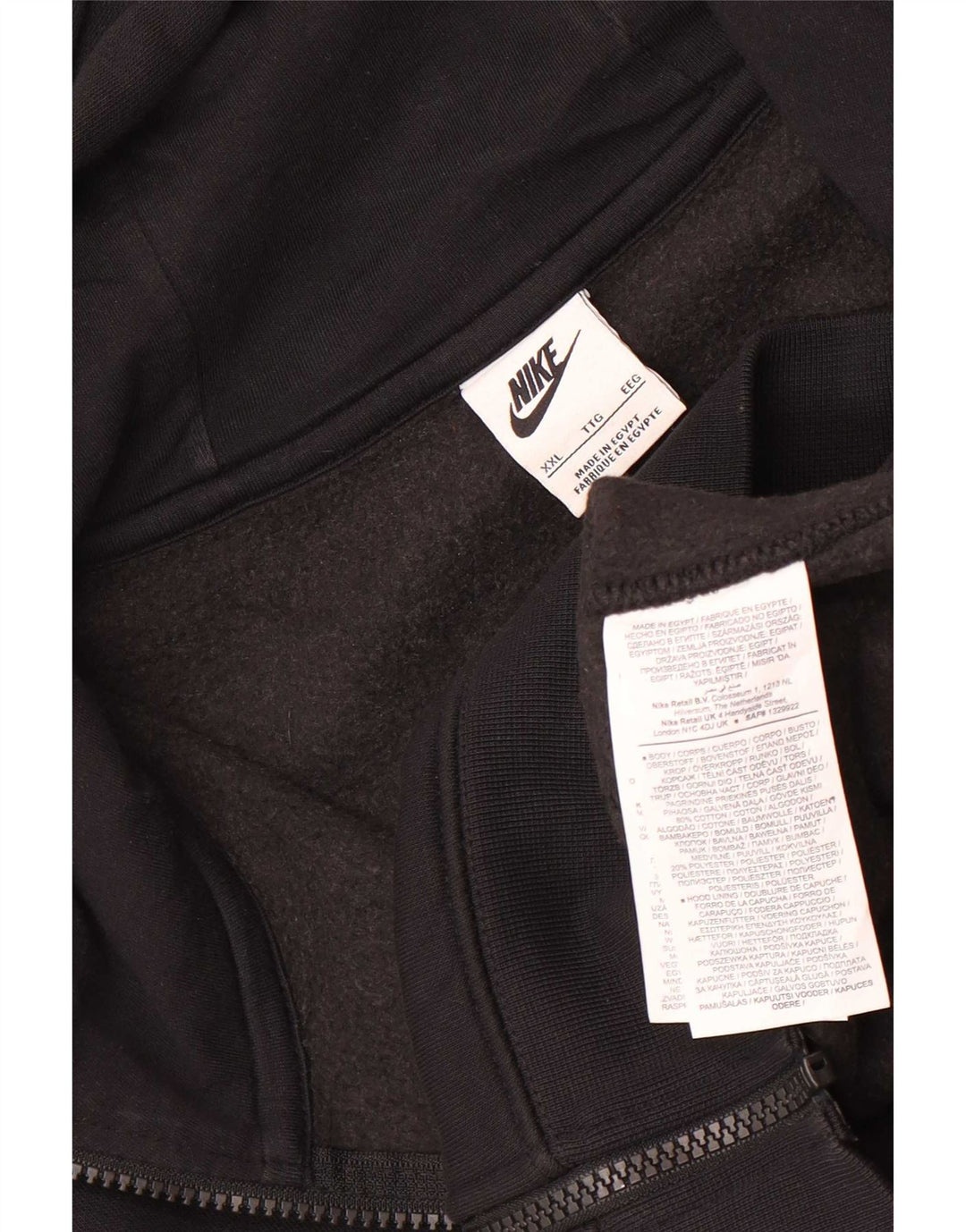 Nike hættetrøje med lynlås til mænd 2XL sort bomuld