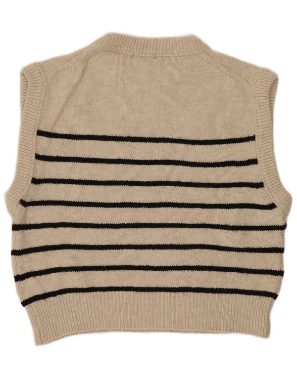 Massimo Dutti Dame Crop Oversized Vest Tank Top UK 10 Small Beige Striped