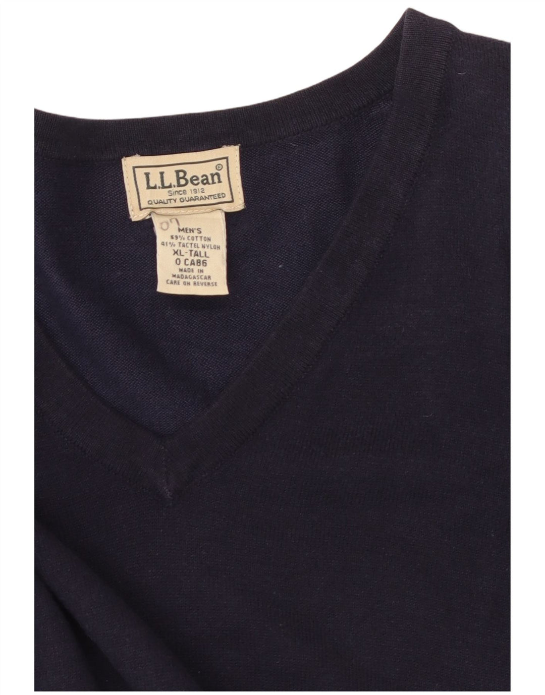 L.L.Bean Herre høj V-hals sweater XL marineblå bomuld