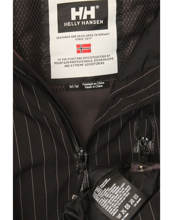 Helly Hansen Herre Grafisk Hætte Regnjakke UK 38 Medium Sort Stribet