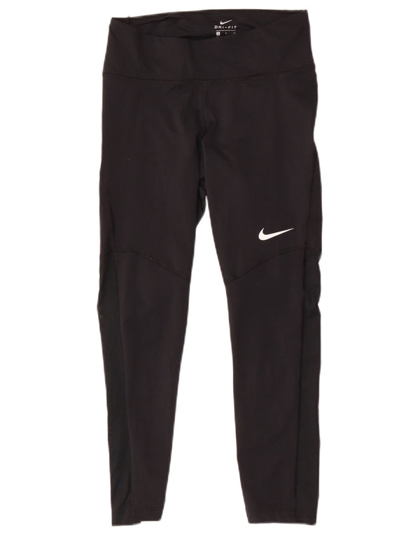 Nike Womens Dri Fit Crop Leggings UK 8 Small Black Polyester