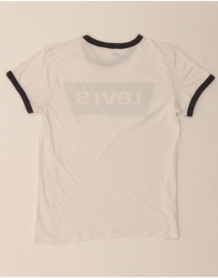LEVI'S Womens Graphic T-Shirt Top UK 10 Small White Cotton Vintage Levi's and Second-Hand Levi's from Messina Hembry 