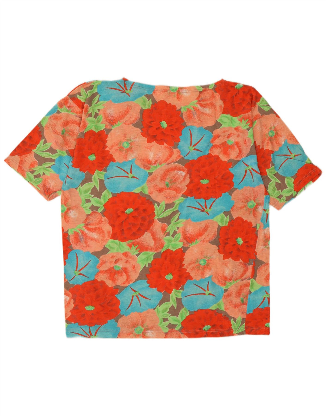 Vintage Kvinders Grafisk T-Shirt Top UK 14 Medium Multicolored Floral