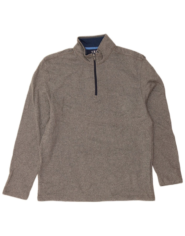 IZOD Sweatshirt med lynlås til mænd, medium grå flækket polyester
