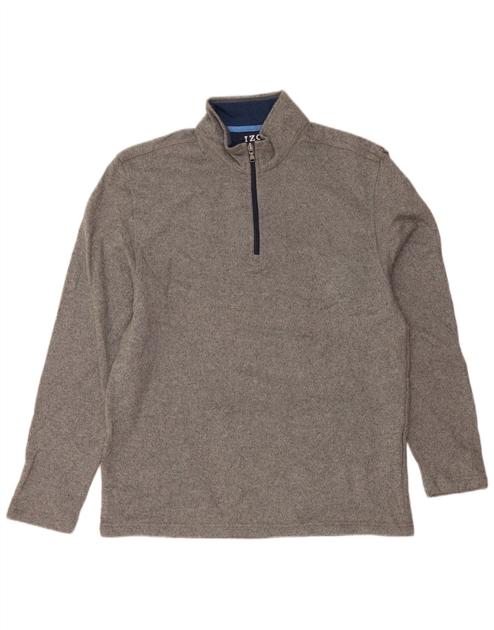 IZOD Sweatshirt med lynlås til mænd, medium grå flækket polyester