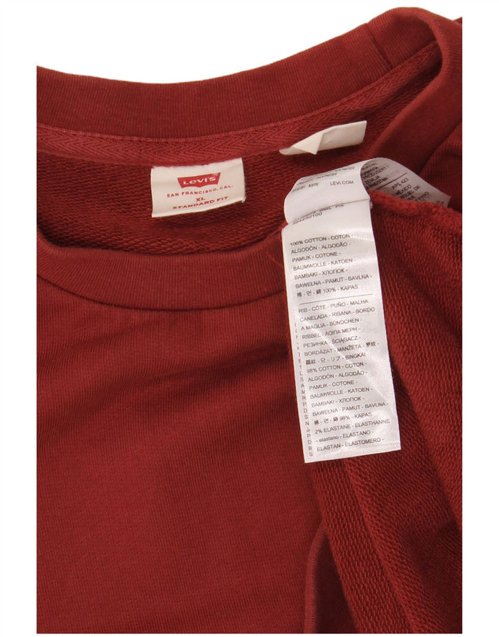 LEVI'S Herre Grafisk Standard Fit Sweatshirt Jumper XL Rødbrun bomuld