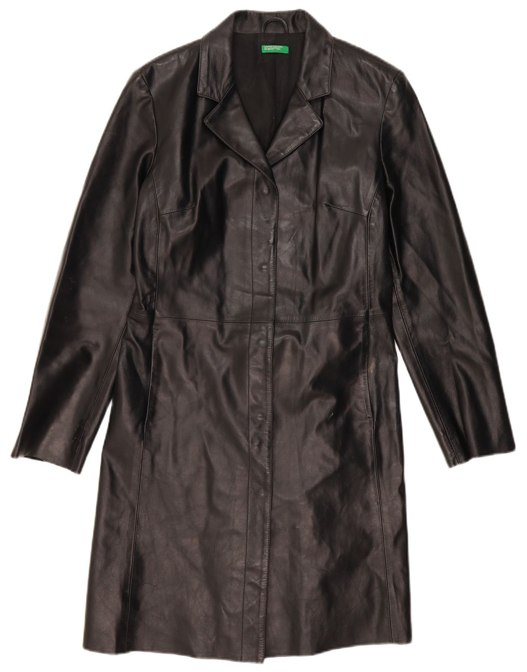 BENETTON Læderfrakke til kvinder IT 46 Stor sort læder