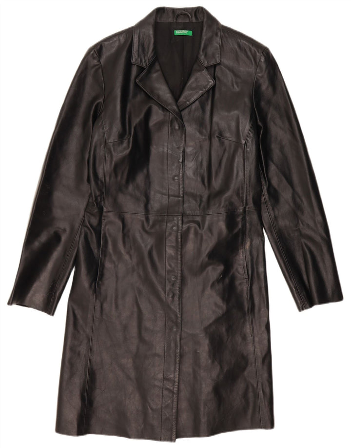 BENETTON Læderfrakke til kvinder IT 46 Stor sort læder