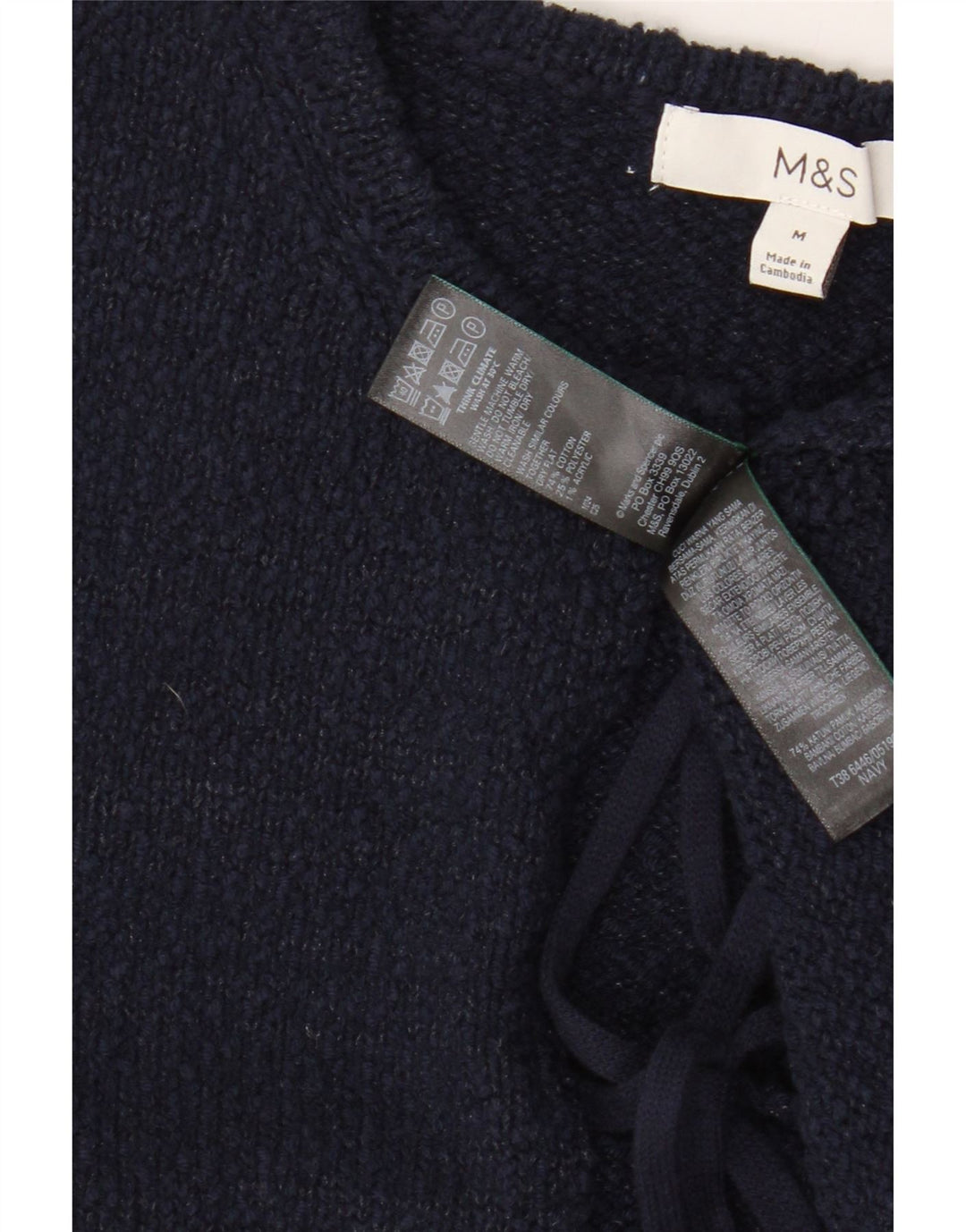 Marks & Spencer Dame ærmeløs cardigan sweater UK 12 Medium Navy Blue