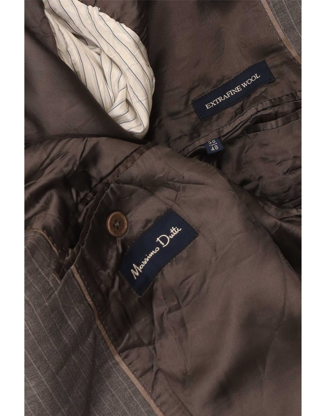 Massimo Dutti Herre 2-knaps blazerjakke EU 58 2XL Grå nålestribet uld