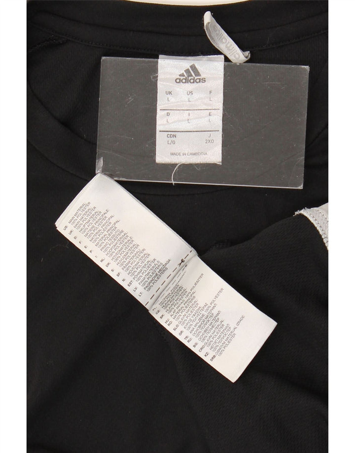 ADIDAS Herre Climalite T-Shirt Top Stor Sort Colourblock Polyester