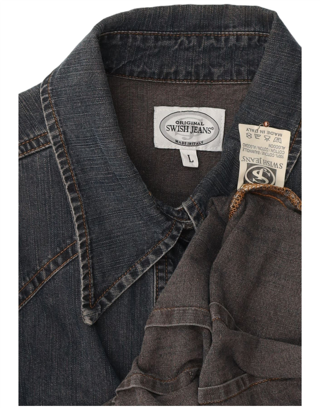 SWISH Dame Denim Shirt UK 14 Stor Marineblå Bomuld