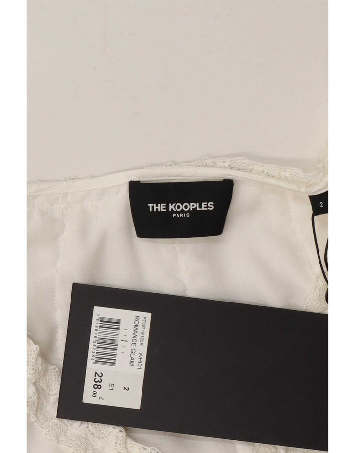 Kooples langærmet beskæringsbluse for kvinder i størrelse 2 Medium White Designer