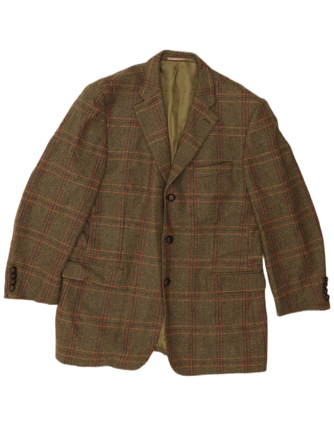John Hanly&Co Ltd Herre 3-knaps blazerjakke IT 54 2XL Khaki Check