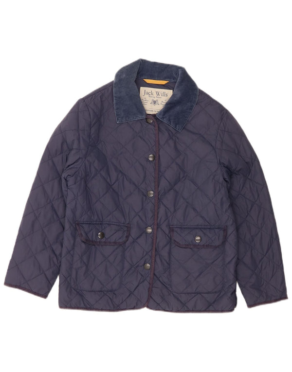 Jack Wills Dame Quiltet Jakke UK 14 Medium Navy Blue Nylon