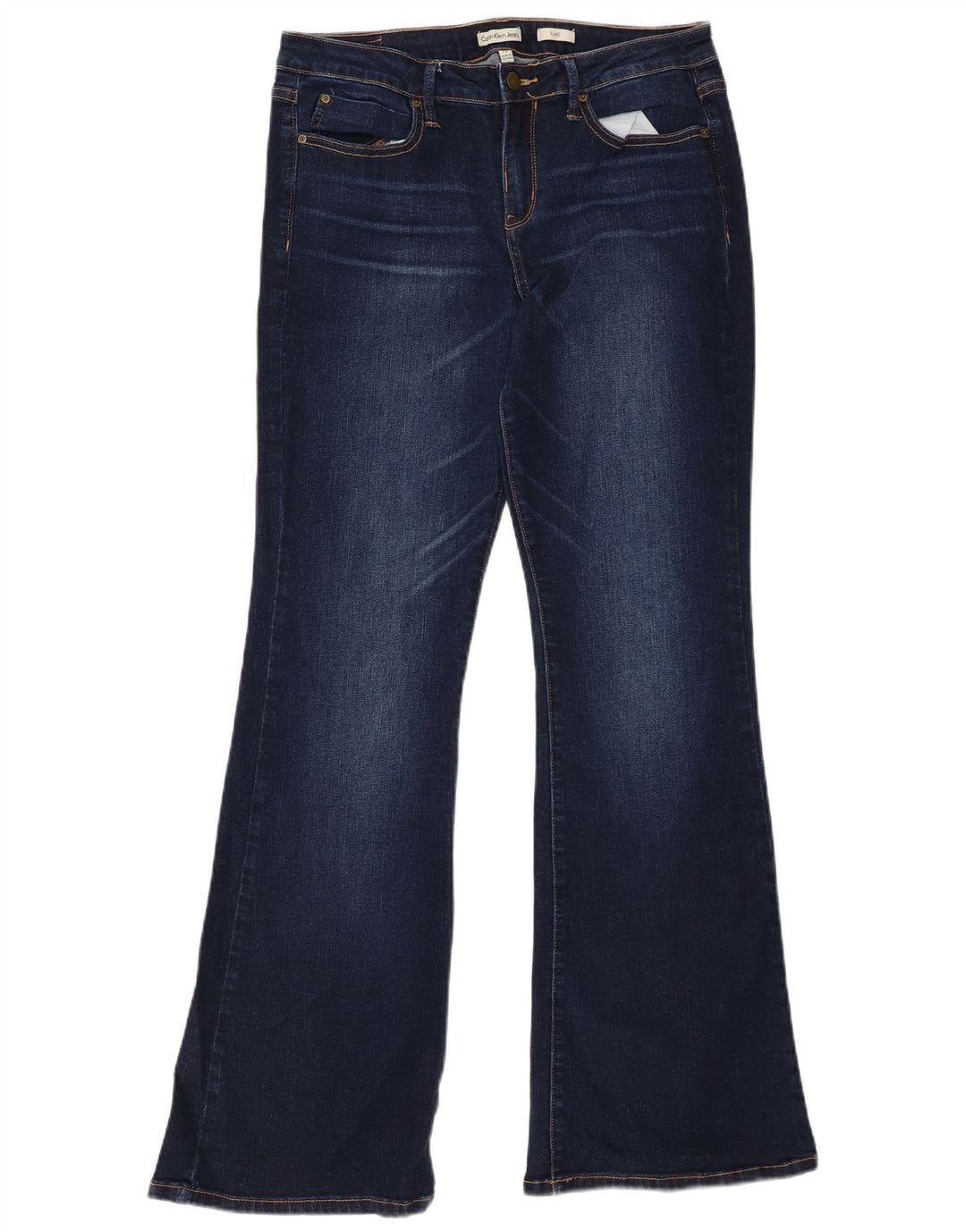 CALVIN KLEIN Dame Flared Jeans US 10 Medium W30 L32 Blå Bomuld