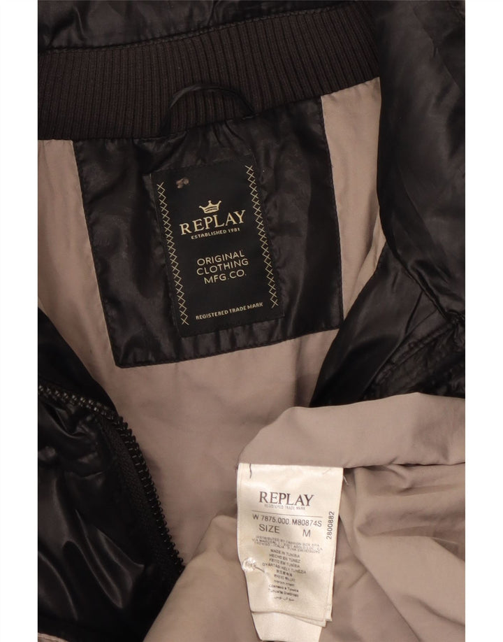 Replay Womens Polstret Frakke UK 12 Medium Black Polyester