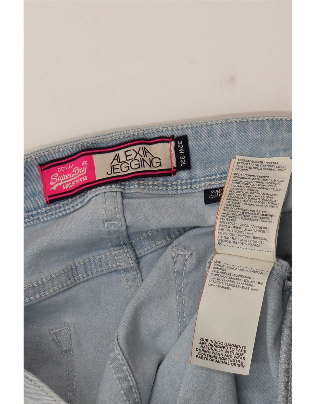 Superdry Dame Jegging Jeans W32 L32 Blå Bomuld