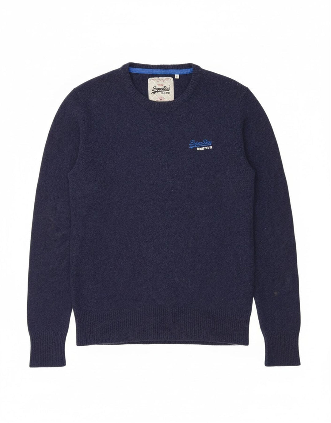 Superdry sweater med rund hals til mænd mellem marineblå uld