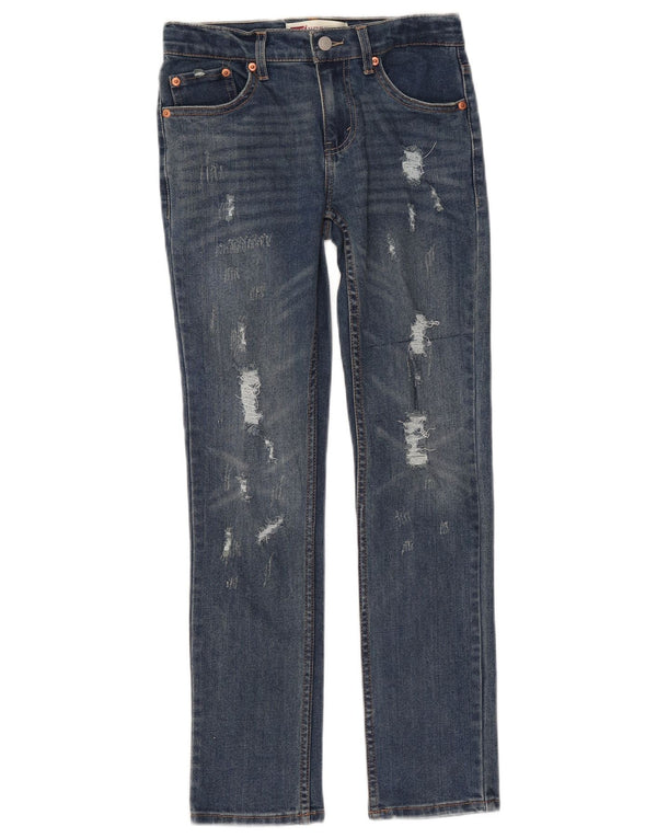 LEVI'S Girls 512 Distressed Slim Jeans 13-14 år W24 L28 Blue Cotton