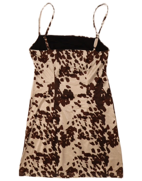 Urban Outfitters Dame Slip Dress UK 12 Medium Brown Animal Print