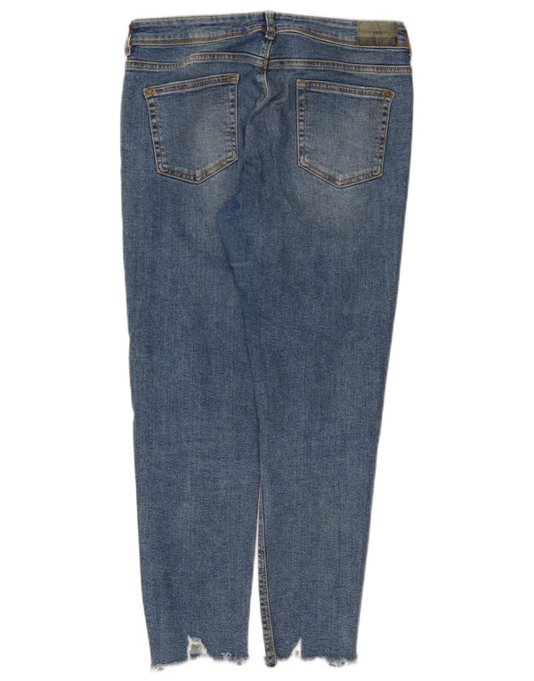 Zara Womens Crop Distressed Skinny Jeans EU 40 Medium W30 L26 Blå