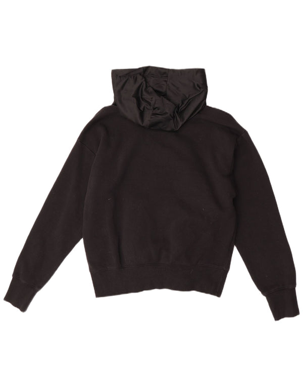 Champion Womens Crop Graphic Oversized Hoodie Jumper UK 10 Small Black