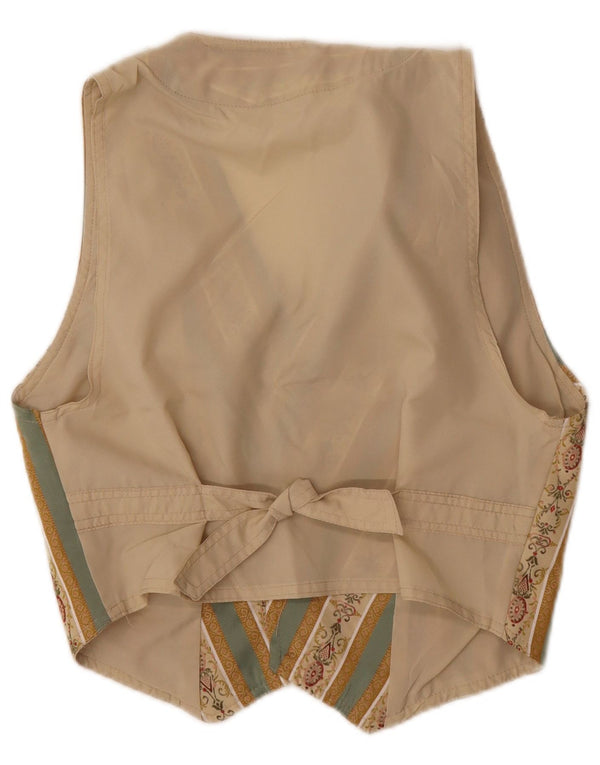 VINTAGE Damevest UK 10 Small Beige Fair Isle Cotton