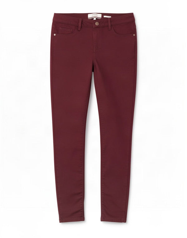 Fat Face Dame Jegging Jeans UK 10 Small W26 L28 Bourgogne bomuld