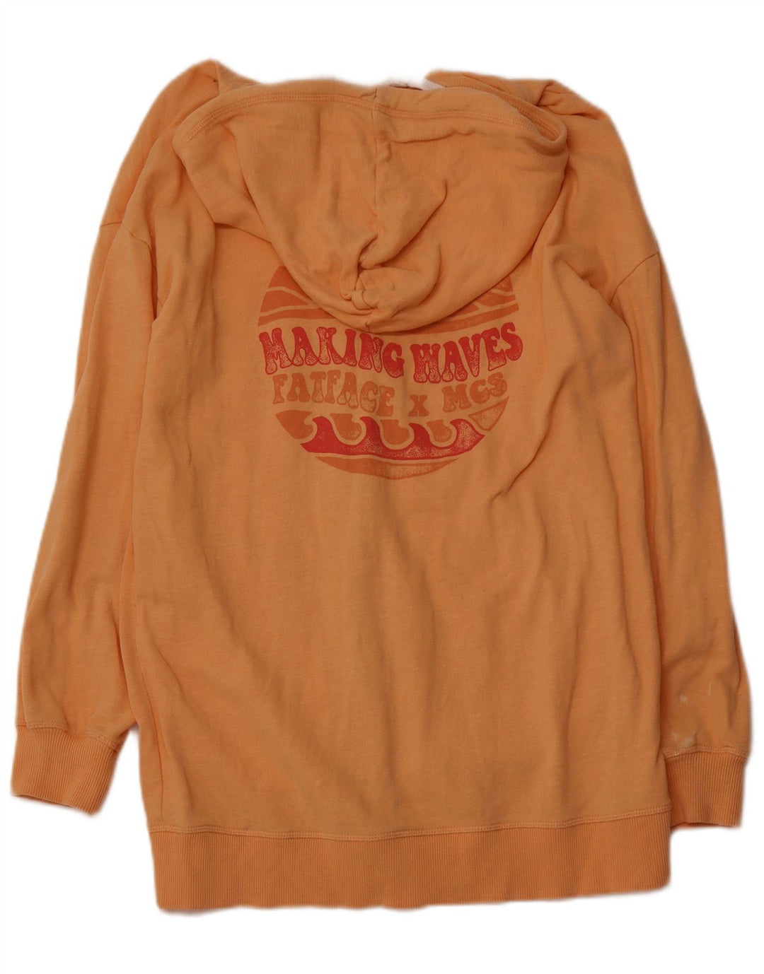 FAT FACE Womens Graphic Oversized Zip Hoodie Sweater UK 10 Small Orange