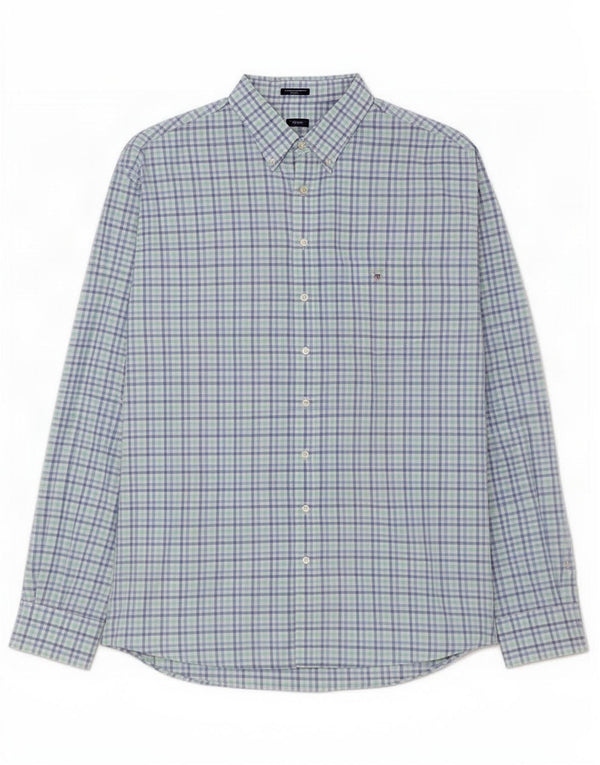 Gant herre Regular Fit skjorte størrelse 49/50 19 3/4 4XL Blue Gingham