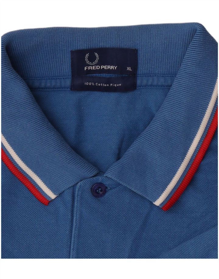 Fred Perry Herre poloshirt XL blå stribet bomuld