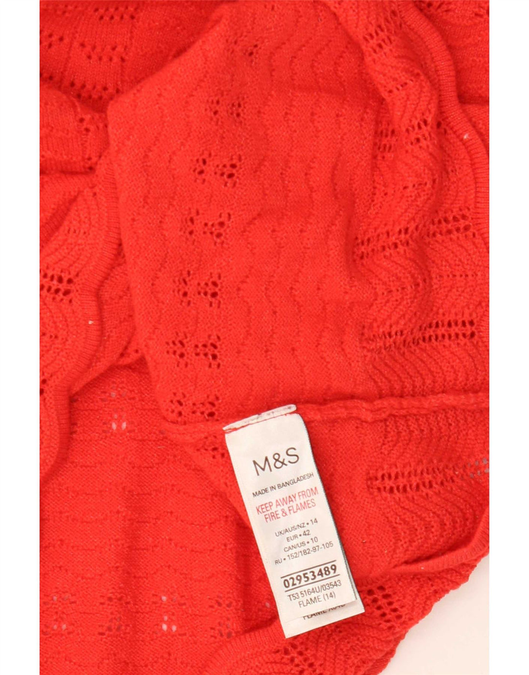 Marks & Spencer Dame V-hals sweater UK 14 Medium Rød Polyester