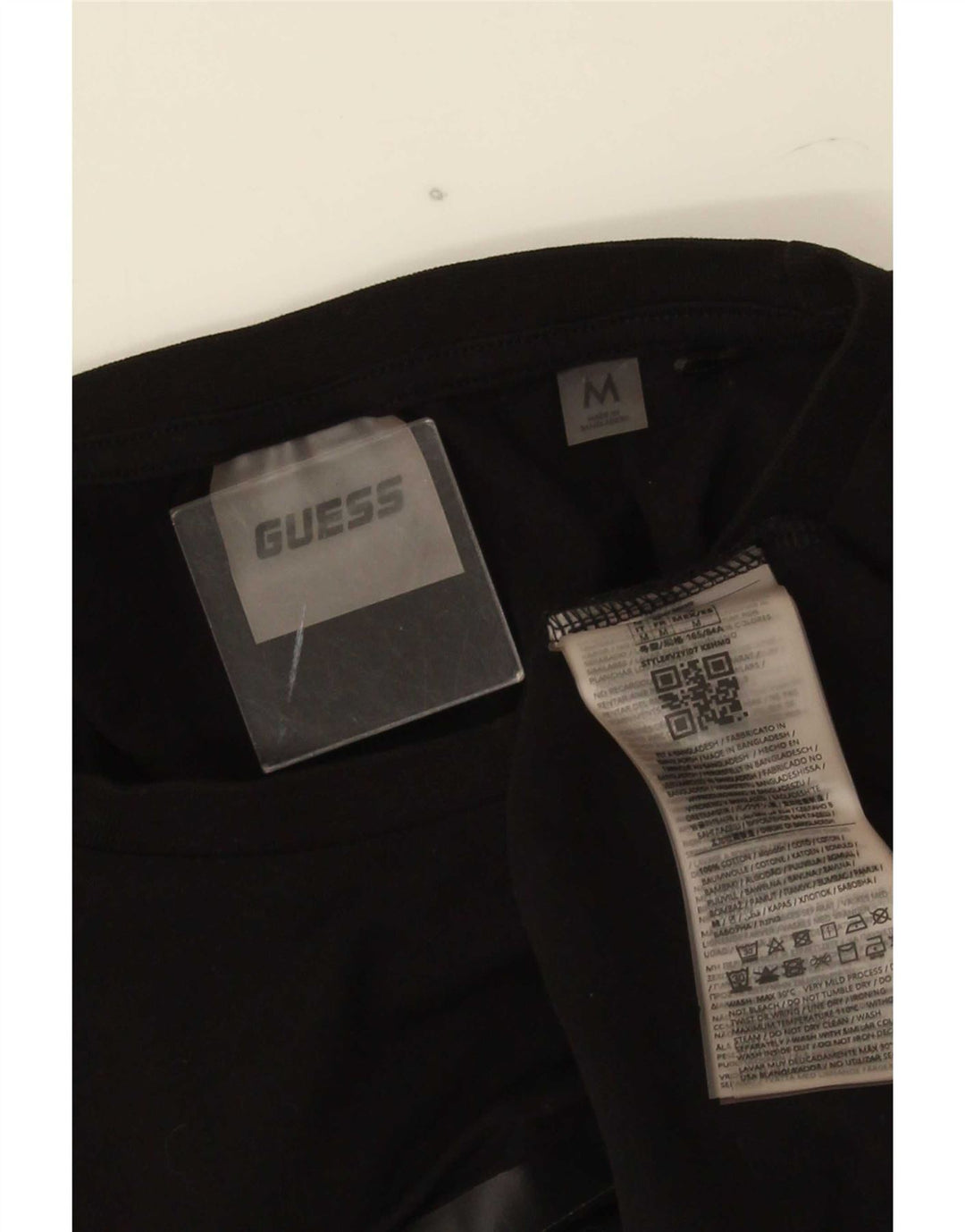 Guess Grafisk T-Shirt Top til kvinder UK 12 Medium Sort Bomuld