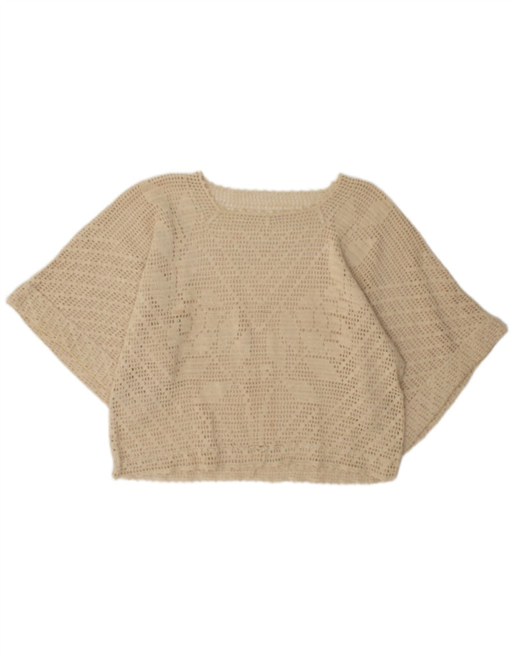 Vintage Dame Batwing Se Through Top UK 16 Large Beige
