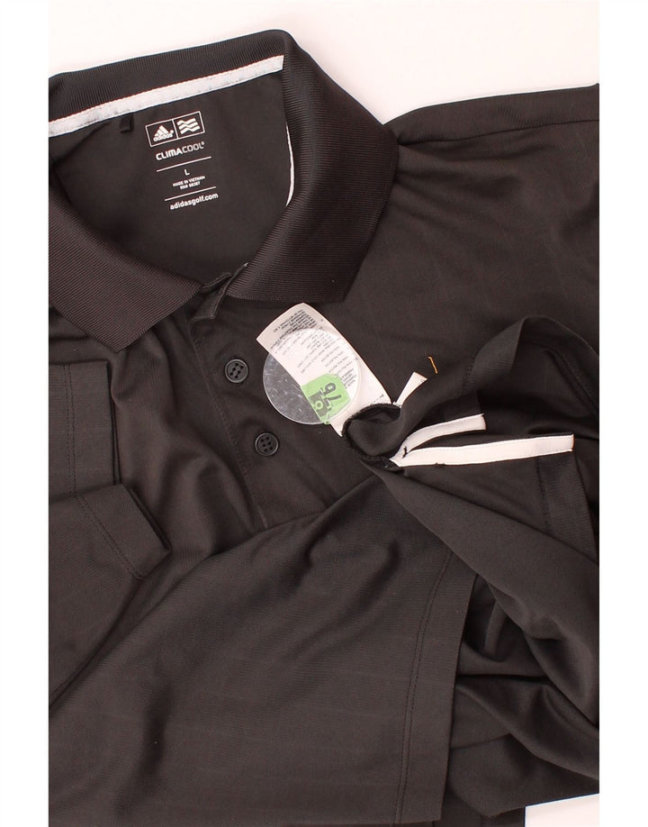 ADIDAS Mens Climacool Polo Shirt Large Black Polyester Vintage Adidas and Second-Hand Adidas from Messina Hembry 