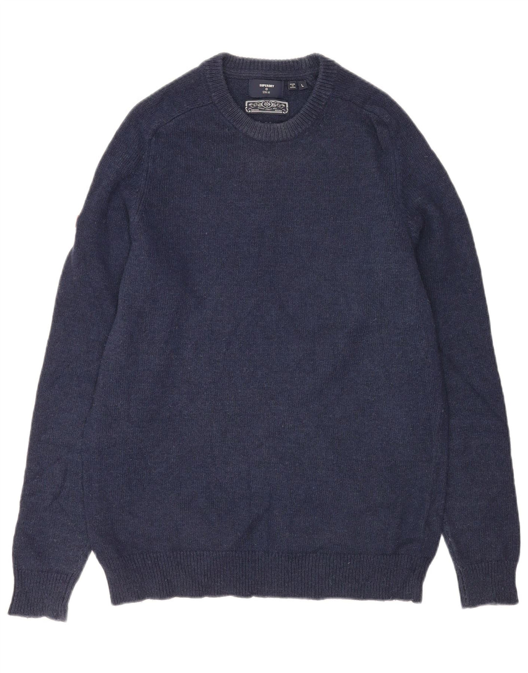 Superdry Herre sweater med rund hals, stor marineblå lammeuld