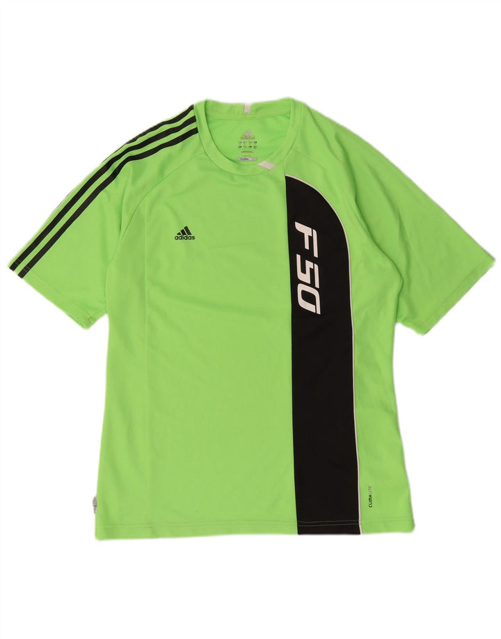 Adidas Herre F50 Grafisk T-Shirt Top Medium Grøn Colourblock Polyester