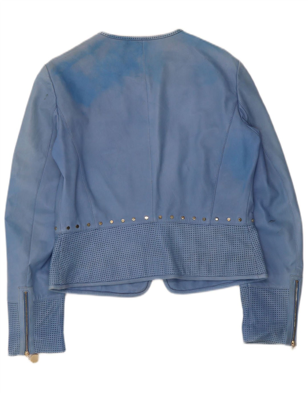 Penny Black Womens Læder Bomber Jacket UK 14 Large Blue Læder