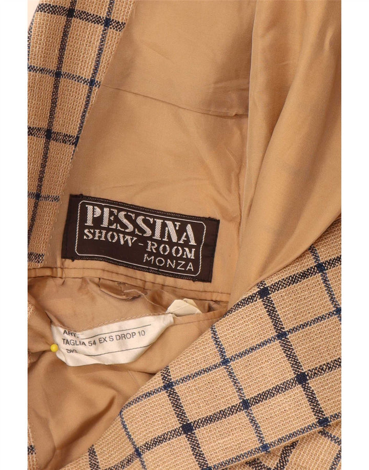 Cerruti 1881 Herre 2-knaps blazerjakke IT 54 2XL Beige ternet klassisk