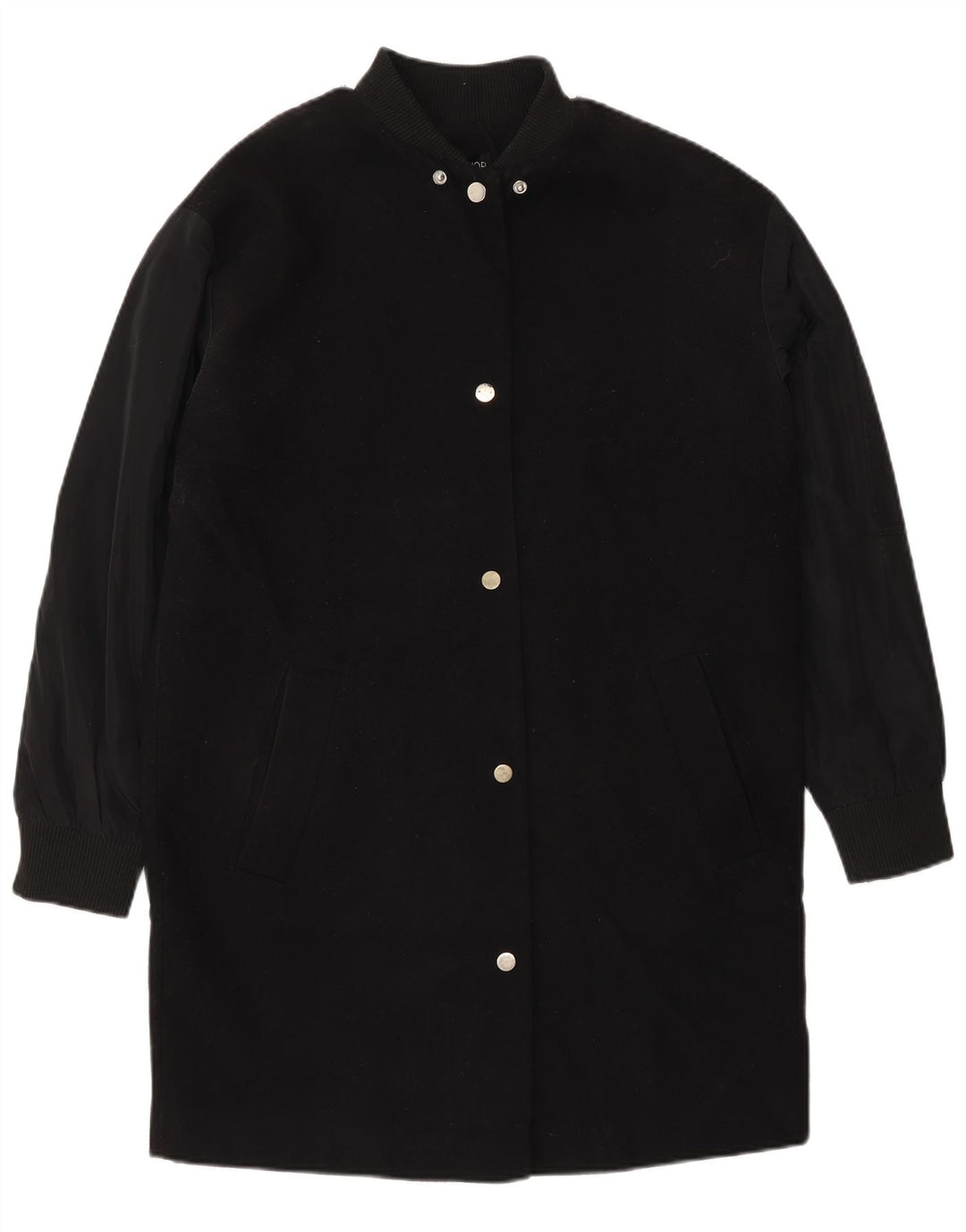 Topshop Dame Oversized Overfrakke UK 8 Small Black Polyester