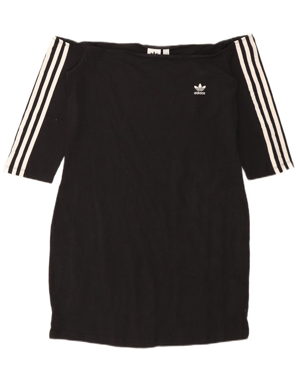ADIDAS Kvinder Off Shoulder Kjole UK 18 XL Sort Bomuld