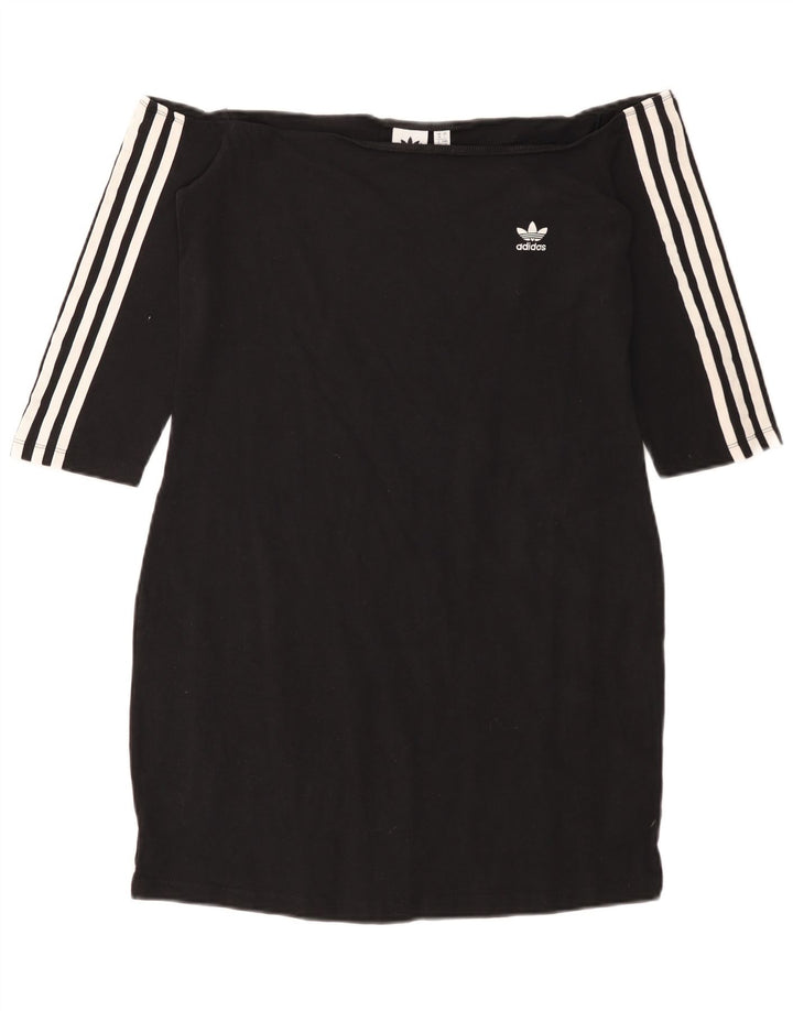 ADIDAS Kvinder Off Shoulder Kjole UK 18 XL Sort Bomuld