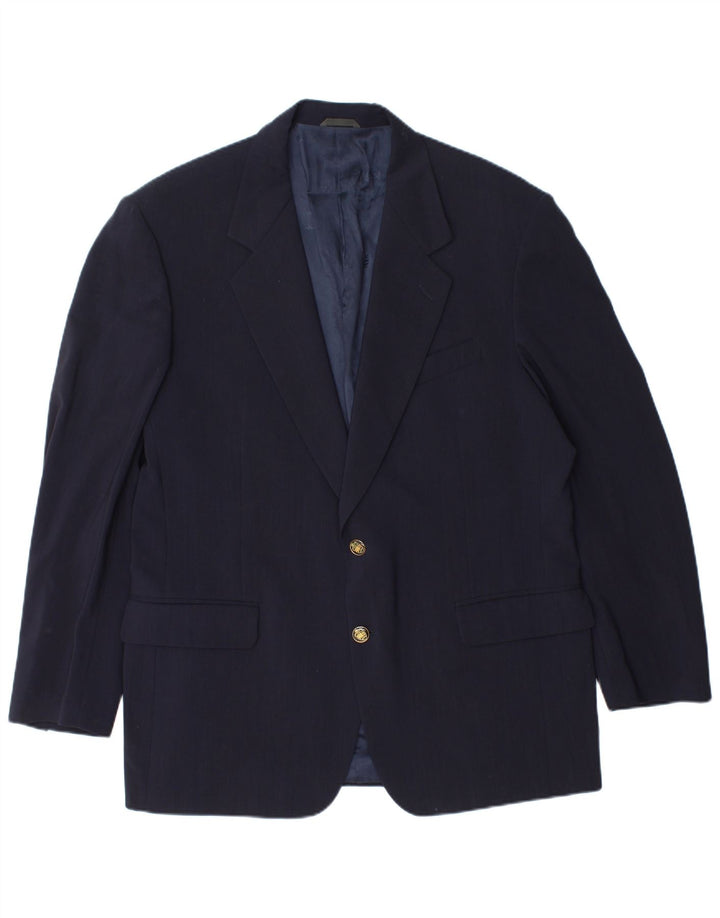 Ferre Herre 2 Knaps Blazer Jakke IT 54 2XL Navy Blue Virgin Wool