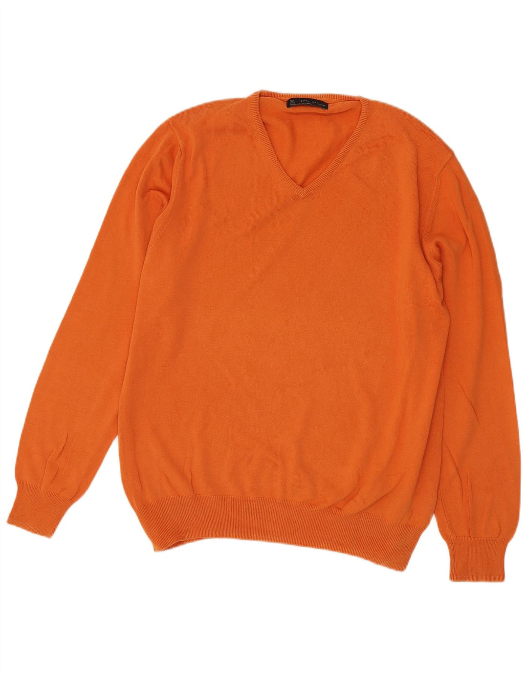 Zara Herre V-hals sweater Stor Orange Bomuld